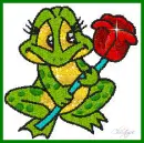 frog with rose