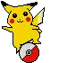 pikachu and a pokeball
