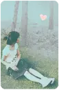 Girl with floating heart