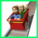 girl and boy on roller coaster