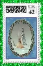 Native American Stamp (glitter boarder)- teepee in a christmas wreath