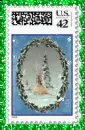 Native American Stamp (glitter boarder & snowfall)- teepee in a christmas wreath