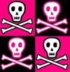 pink & black square skullz background