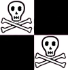 white & black square skull background