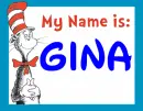 Dr. Seuss' Cat in the Hat Name Tag- Gina