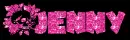 Pink Glitter skull tag Jenny