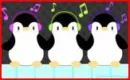 penguins listining to music