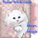 STEPH--WHITE CAT PINK BOW