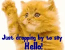 Waving Cat (animated)- Just dropping by to say Hello!
