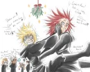 Roxas and Axel under the mistletoe