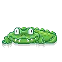 cute alligator and chick