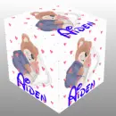 Teddy Bear Sleeping with Baby Bottle (with floating hearts) Cube- Aiden
