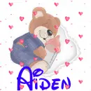 Teddy Bear Sleeping with Baby Bottle (with floating hearts)- Aiden