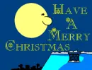 Santa & Sleigh Passing the Moon (animated)- Have A Merry Christmas