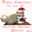 Santa on Computer (with glitter & snowfall effect)- Merry Christmas to All My Glitter Graphic Friends (Gina)