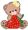Bear holding strawberry