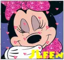 Minnie Mouse Head Shot (glitter & floating hearts)- JLeen
