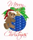 Teddy Bear Christmas Ornament (glitter)- Merry Christmas