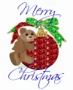 Teddy Bear Christmas Ornament (glitter)- Merry Christmas