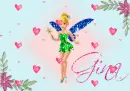 Tinkerbell Poster (glitter & floating hearts)- Gina