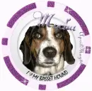 basset hound purple poker chip mocha