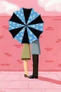 Kiss behind an umbrella