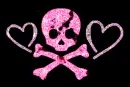 pink skull with hearts