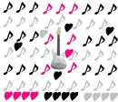 guitar with music notes and hearts