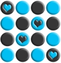 Blue & Black Dots with Hearts