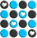 Blue & Black Dots with Hearts