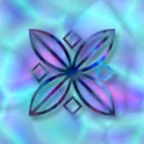 GLASS FLOWER ON BLUE