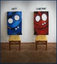 blue red