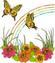 Butterflies, Flowers, Rainbow