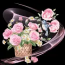 roses with bird