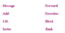 Pink lettered contact table