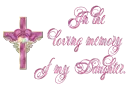 Memorial Cross with Hearts Pink - In Loving Memory of my Daughter