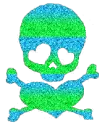 blue and green skull