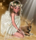 little angel with a fawn