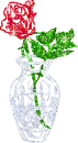 red rose in vase