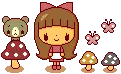 KAWAII GIRL WITH MUSHROOMS