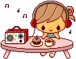 KAWAII GIRL LISTING TO MUSIC
