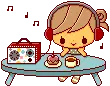 KAWAII GIRL LISTING TO MUSIC
