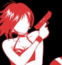 red girl with gun