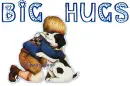 Boy hugging his pet dog