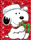 snoopy with a christmas present