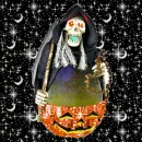 skeleton in a pumpkin