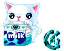 white cat with a milk