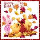 pooh and piglet playing in the leaves