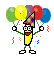 Banana Holding Balloons