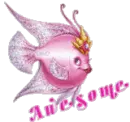 a pink fish with awesome